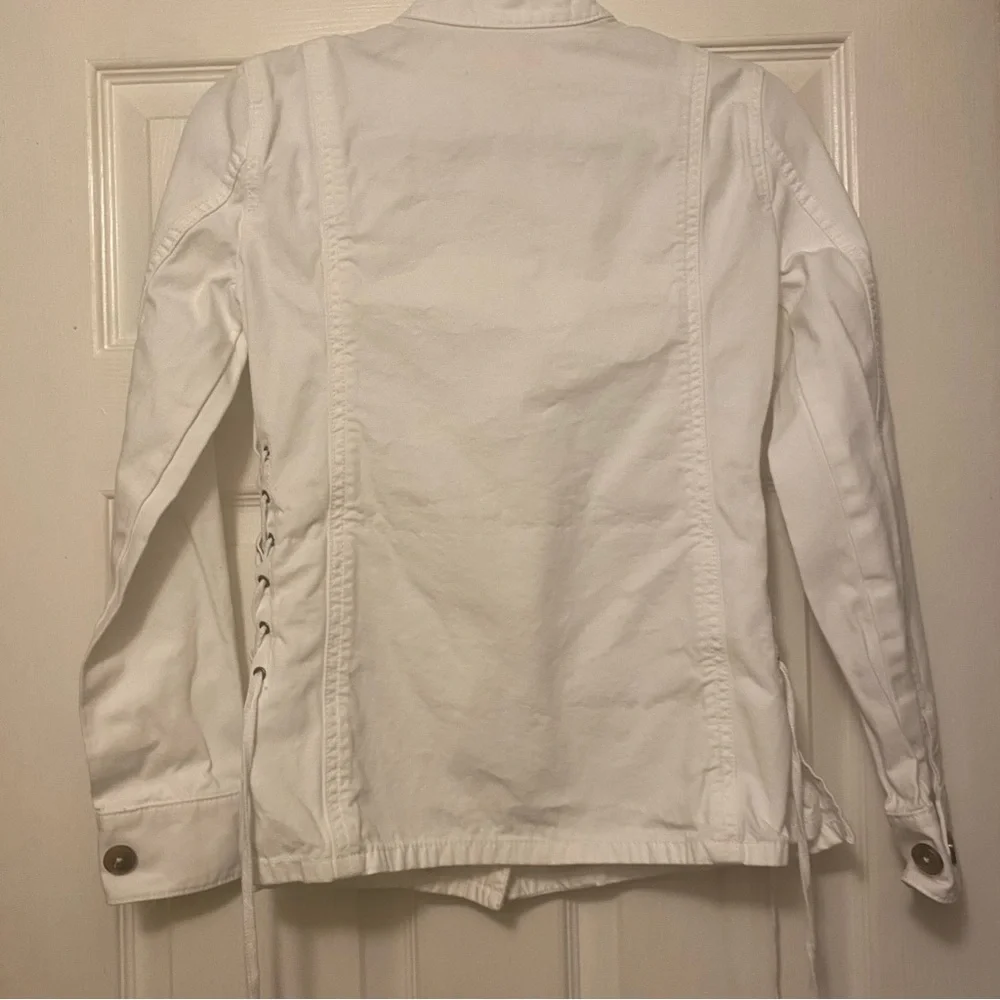 TORY BURCH Sgt. Pepper Utility Jacket w/ Lace-Up Sides in Chalk Sz XS